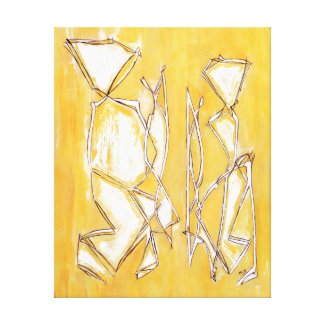 Yellow Abstract Line Art Couple Painting by MCB Gallery Wrap Canvas