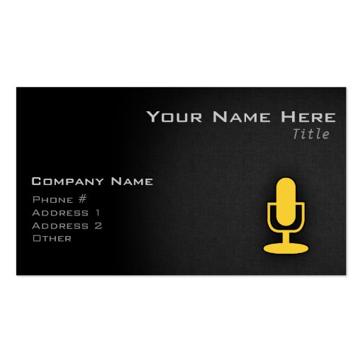 Yellow Amber Microphone Business Card