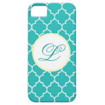 Yellow and Aqua Monogram Quatrefoil iPhone 5 Cover