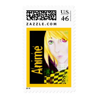 Yellow and Black Anime Boy Skater stamp