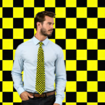 Yellow and Black Checkerboard Necktie
