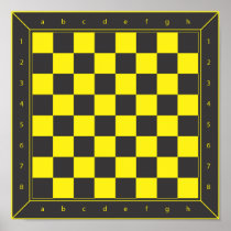Yellow and Black Chess Table Posters