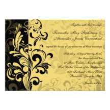 Yellow and Black Contemporary Swirl Invites
