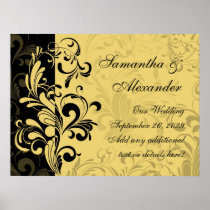 Yellow and Black Contemporary Swirl Print