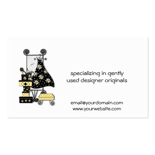 Yellow and Black Daisies Shopping Business Card (back side)