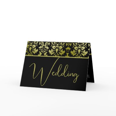 Yellow and Black Damask Wedding Invitation Cards by samack