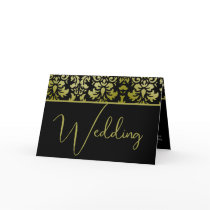 Yellow and Black Damask Wedding Invitation cards