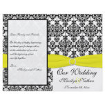 Yellow and Black Damask Wedding Program Personalized Flyer