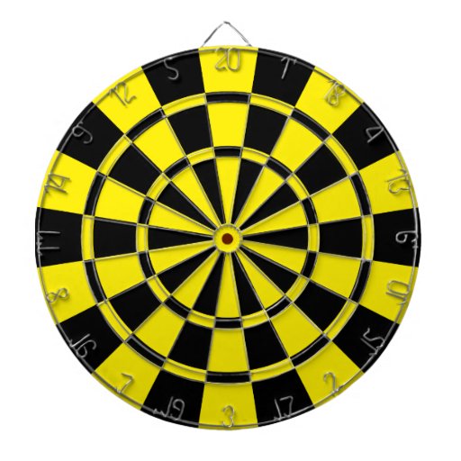 yellow and black dart board