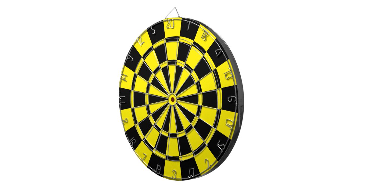 yellow and black dart board