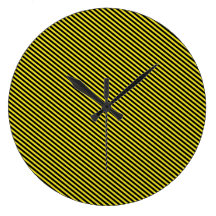 Yellow and Black Diagonal Stripes Wallclock