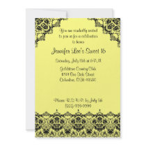 Yellow and Black Elegant Sweet16 Invitation