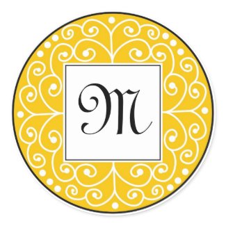 Yellow And Black Monogram Sticker sticker