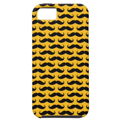 Yellow and Black Mustache Patterned iPhone 5 Case