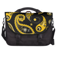 Yellow and black paisley pattern design bag for laptop