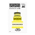 Yellow and Black Party Cake postage by trennea Yellow and Black Party Cake postage