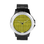 Yellow and Black Plaid Black Enamel Watch