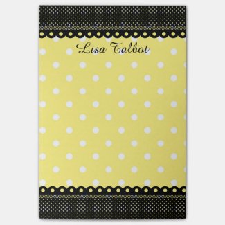 Yellow and Black Polka Dot Post It Notes