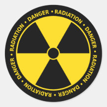 Yellow and Black Radiation Symbol Sticker