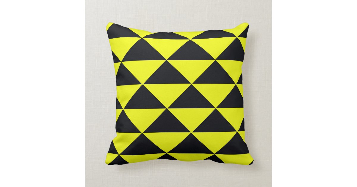 Yellow and Black Triangles Throw Pillow Zazzle