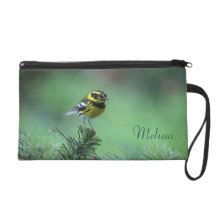 yellow and black warbler wristlet