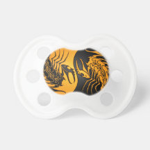 Yellow and Black Yin Yang Scorpions Baby Pacifier