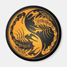 Yellow and Black Yin Yang Scorpions Magnet