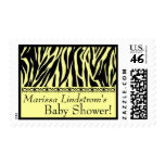 Yellow and Black Zebra Baby Shower Custom Name Postage