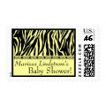 Yellow and Black Zebra Baby Shower Custom Name stamp
