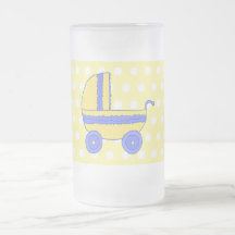 Yellow and Blue Baby Stroller. Coffee Mug