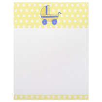 Yellow and Blue Baby Stroller. Personalized Letterhead