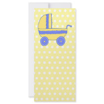 Yellow and Blue Baby Stroller. Personalized Rack Card