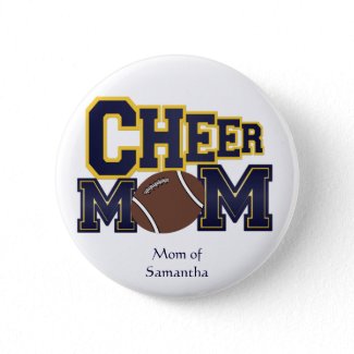 Yellow and Blue Cheer Mom Button