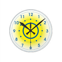 Yellow and Blue clock with Bold Blue Numbers