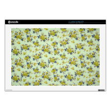Yellow and Blue Fifties Florals. Skin For Laptop