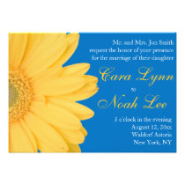 Yellow and Blue Gerber Daisy Wedding Invitation