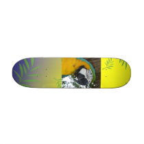 yellow and blue macaw parrot skate board deck