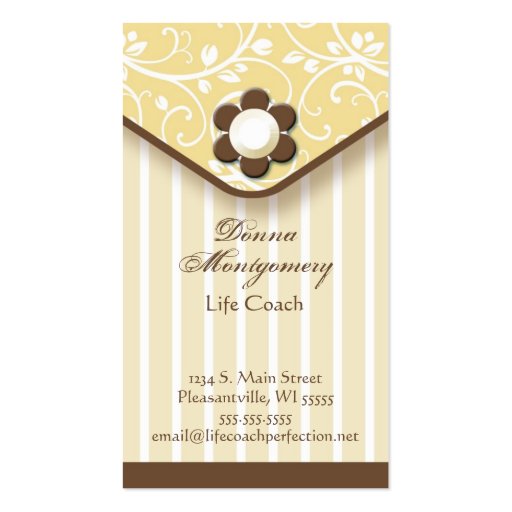 Yellow and Brown Clutch Business Card (front side)