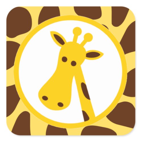 Yellow and Brown Giraffe Spots and Giraffe Head zazzle_sticker