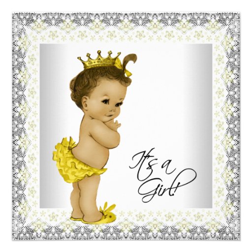 Yellow and Gray Baby Girl Shower Invitations