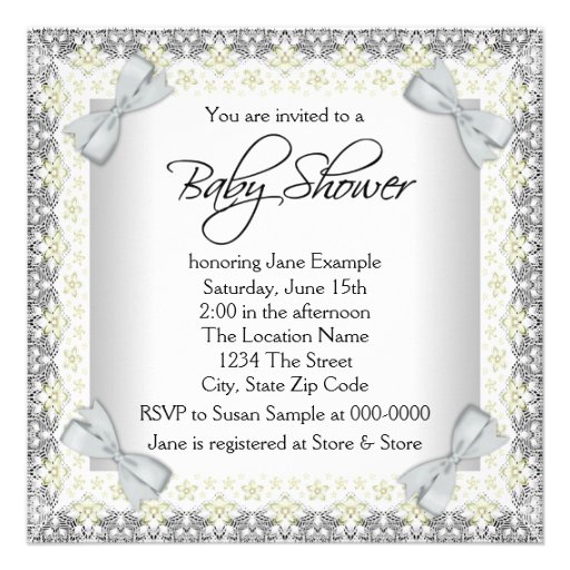 Yellow and Gray Baby Girl Shower Invitations