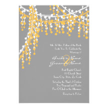 Yellow and Gray Beaded Wedding Invitation