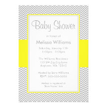 Yellow and Gray Chevron Baby Shower Invitations