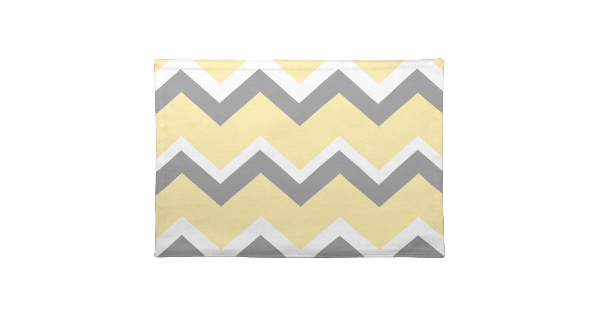 Yellow and Gray Chevron Placemats Zazzle