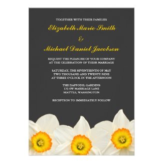 Yellow and Gray Daffodil Flower Wedding Invitation