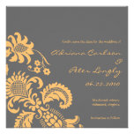 Yellow and Gray Damask Save the Date Custom Invitation