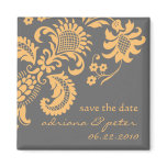 Yellow and Gray Damask Save the Date Magnet