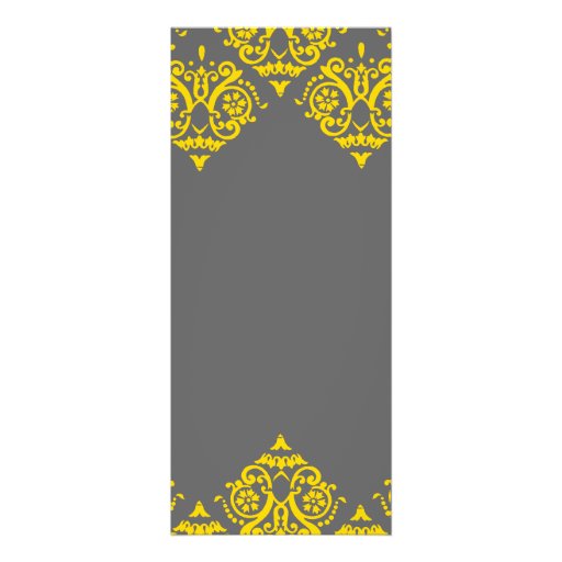 Yellow and Gray Damask Wedding Invitation