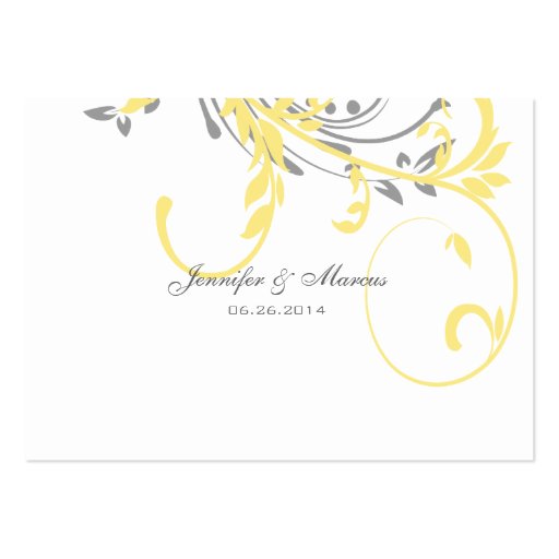 Yellow and Gray Double Floral Seating Card Business Card Templates (back side)