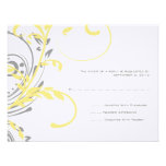Yellow and Gray Double Floral Wedding RSVP Custom Invites